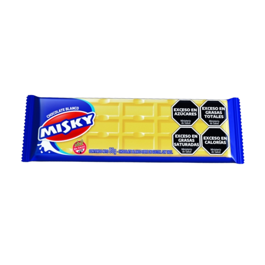 Choc. celofan blanco Misky 50g