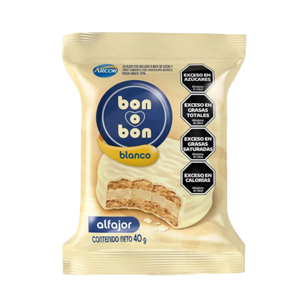 Alfajor bon o bon bco simple 40g