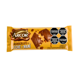 Chocolate tableta maní y leche arcor 95g